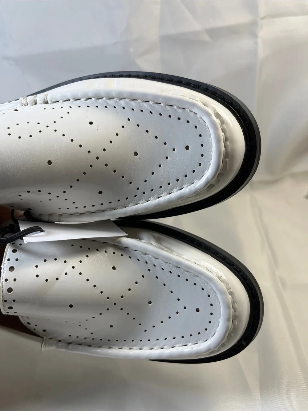 LOFT White Perforated Leather Slip-On Loafers
